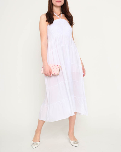 Rochie midi albă PLUS SIZE - Îmbrăcăminte