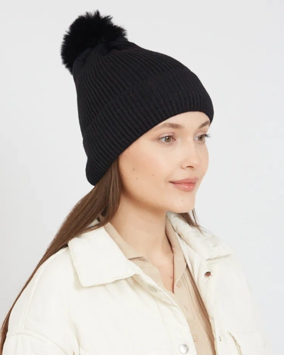 Căciulă de damă Royalfashion cu pom pom căptușită