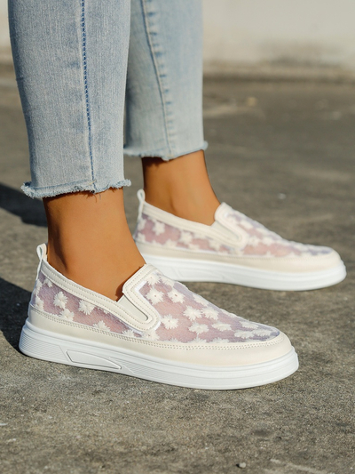 Mocasi Royalfashion pentru femei din plasă cu flori Emzos