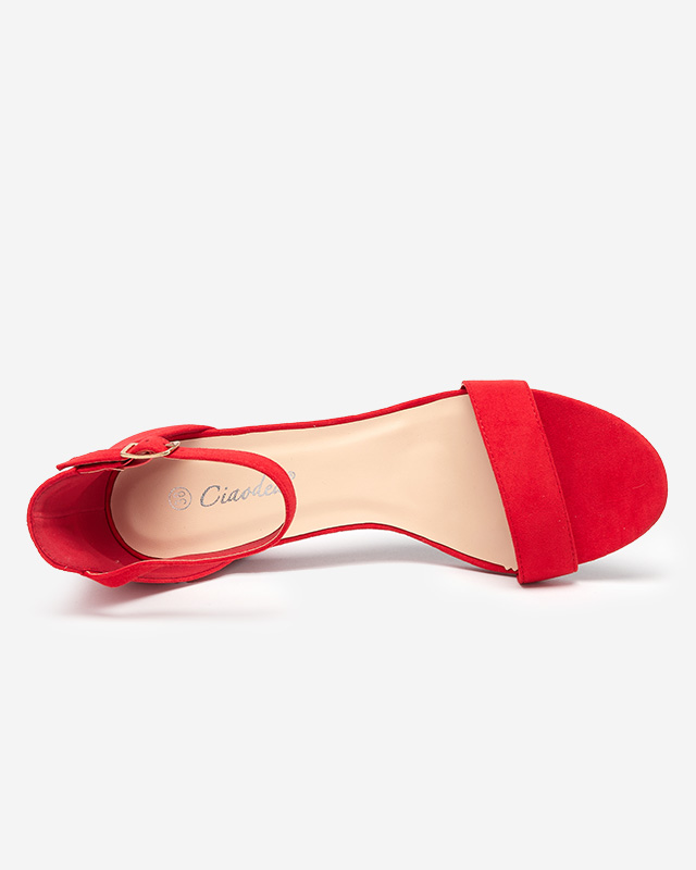 Sandale roșii de damă cu toc Elita - Încălțăminte