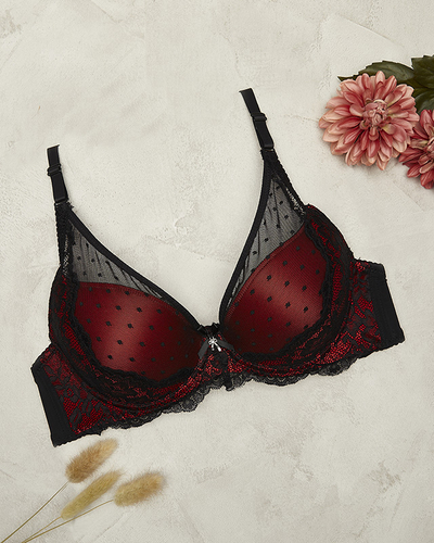 Sutien negru și roz pentru femei, decorat cu dantelă - Lenjerie