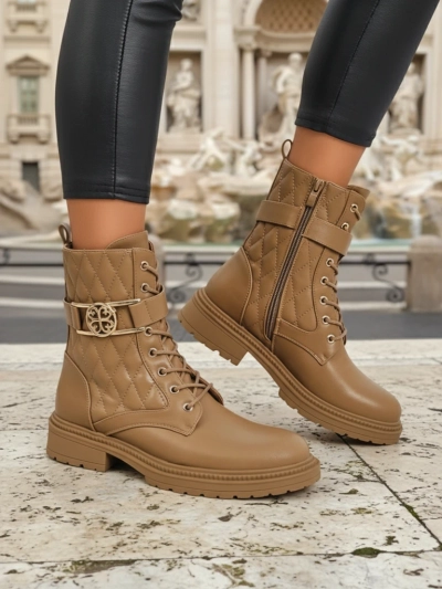 Botine matlasate de damă din piele ecologică Sable Rose