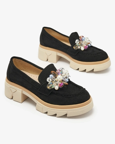 Mocasini negri traforați de damă Peloga- Footwear