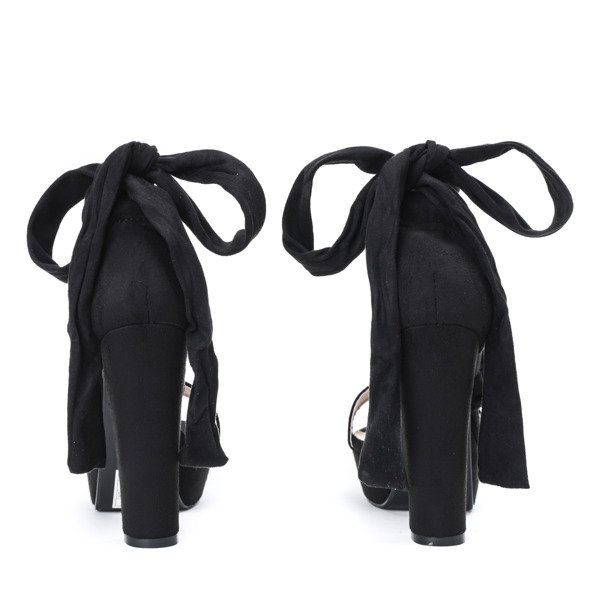 Czarne sandały wiązane na wysokim słupku Molier - Obuwie