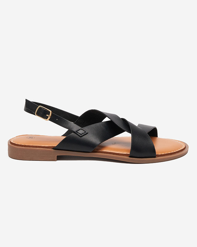 Sandale de dama negre cu toc plat Yojto- Incaltaminte