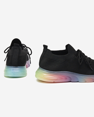 Pantofi sport dama negri cu talpa colorata Afin- Incaltaminte