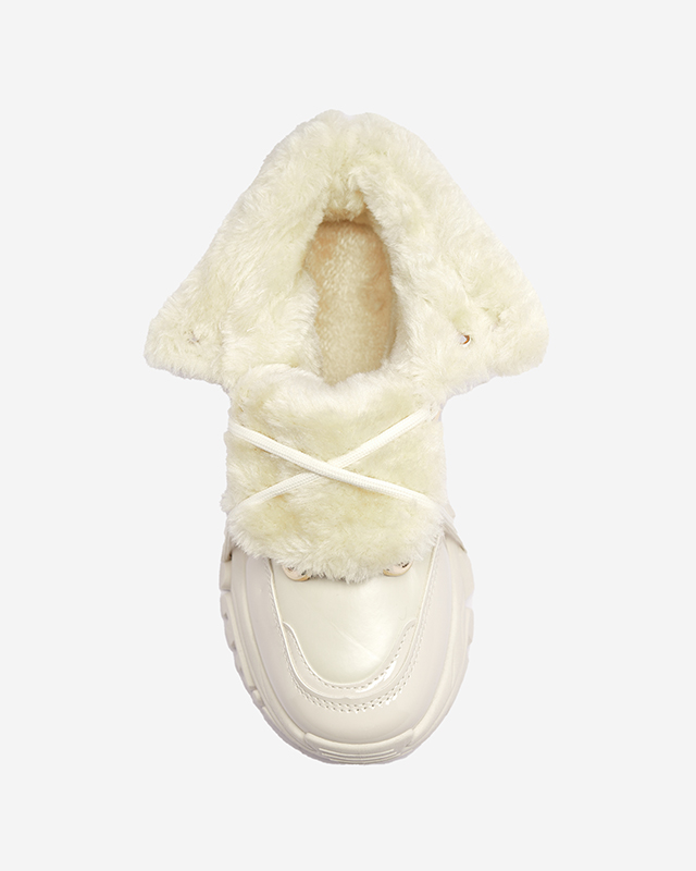 Pantofi sport de iarnă pentru femei crem a'la trappers Mertika - Încălțăminte