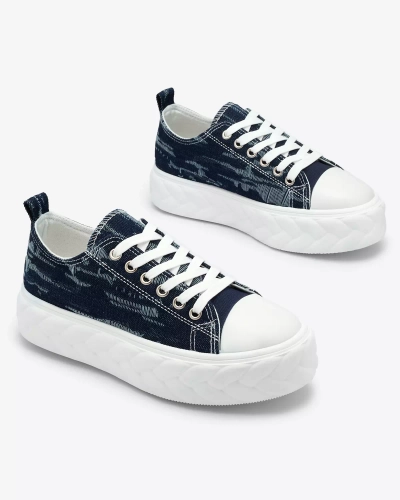 Royalfashion Adidași de damă din denim albastru marin cu frecare Nerolera