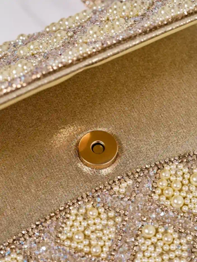 Royalfashion Mică geantă de mână pentru femei cu strasuri și perle