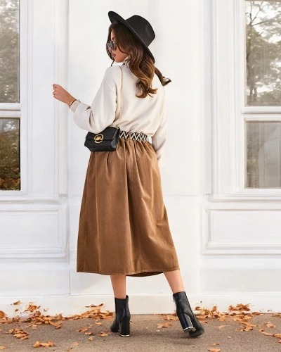 Fusta midi din catifea pentru femei Royalfashion