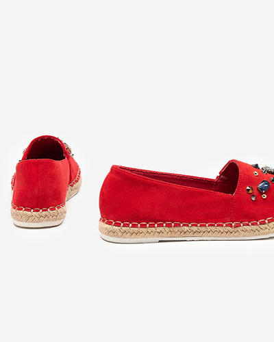 OUTLET Espadrile de dama rosii din piele intoarsa cu zirconiu cubic Mediros - Incaltaminte