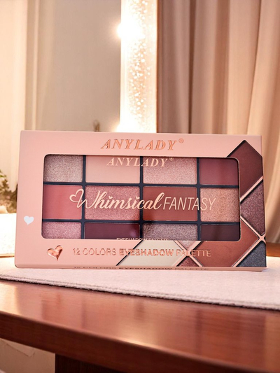 ANYLADY Paletă cu 12 farduri de pleoape cu finisaje sclipitoare și mate Champagne Ruby Glamour