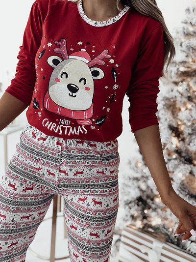 Royalfashion Pijama de Crăciun pentru femei în roșu