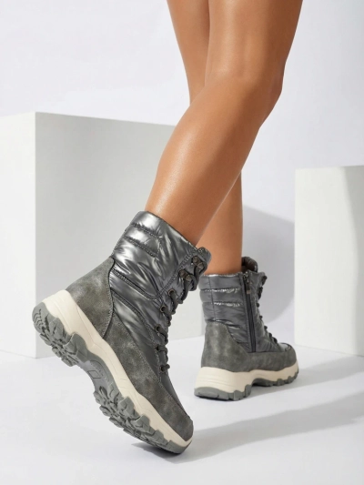 Botine Dama Aurora Argintii Ecologice Casual de Iarna