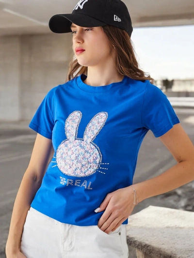Royalfashion Tricou din bumbac pentru femei cu iepurașul Spune Fii Real
