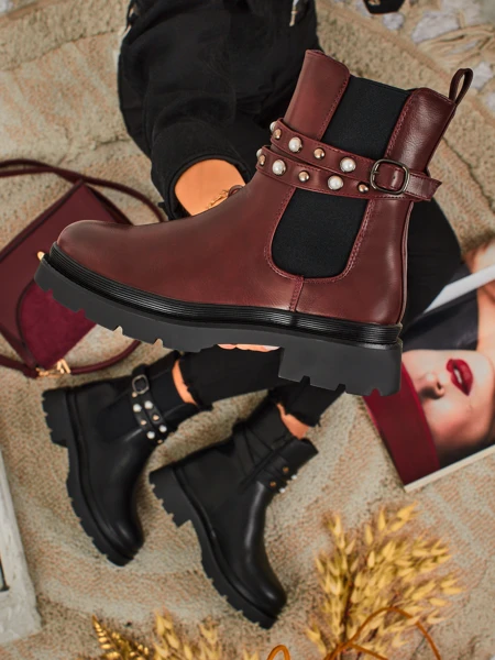 Botine înalte de damă din piele ecologică Pearl Mist