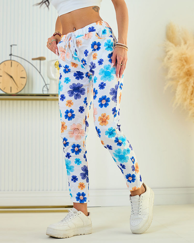 Royalfashion Pantaloni de damă din țesătură cu motive florale