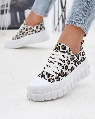OUTLET Adidași cu platformă cu model pentru femei de culoare albă Ziratia - Încălțăminte