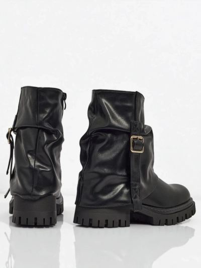 Botine dama înalte din piele ecologică Lunara