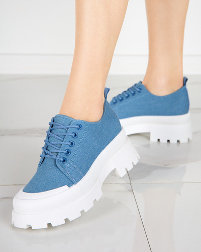 Pantofi de dama albastri cu sireturi Rozia - Incaltaminte