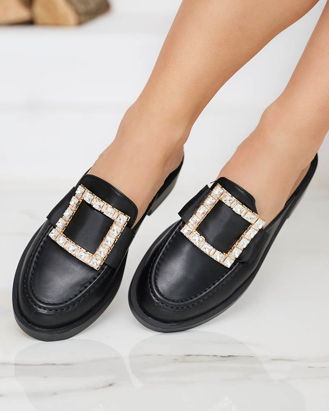 Papuci negri dama a'la loafers Delaqi - Pantofi