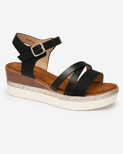 OUTLET Royalfashion Classic Black Sandale Lady BlackWhite pentru femei