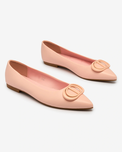 Royalfashion Balerini de damă cu vârful ascuțit de culoare roz aprins, cu ornament pe nas Manixy