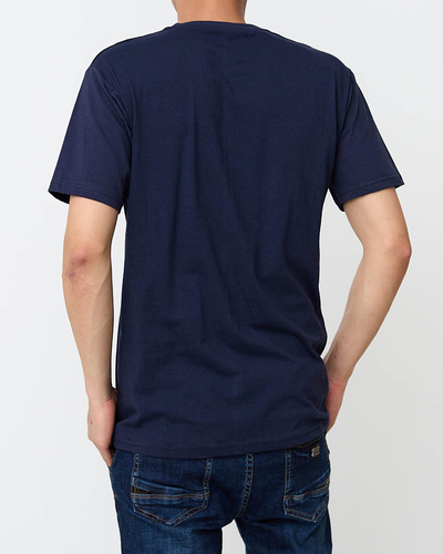 Tricou bărbați bleumarin cu imprimeu - Îmbrăcăminte