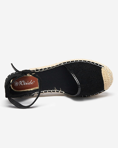 OUTLET Espadrile negre ajurate pentru femei Erisab- Pantofi