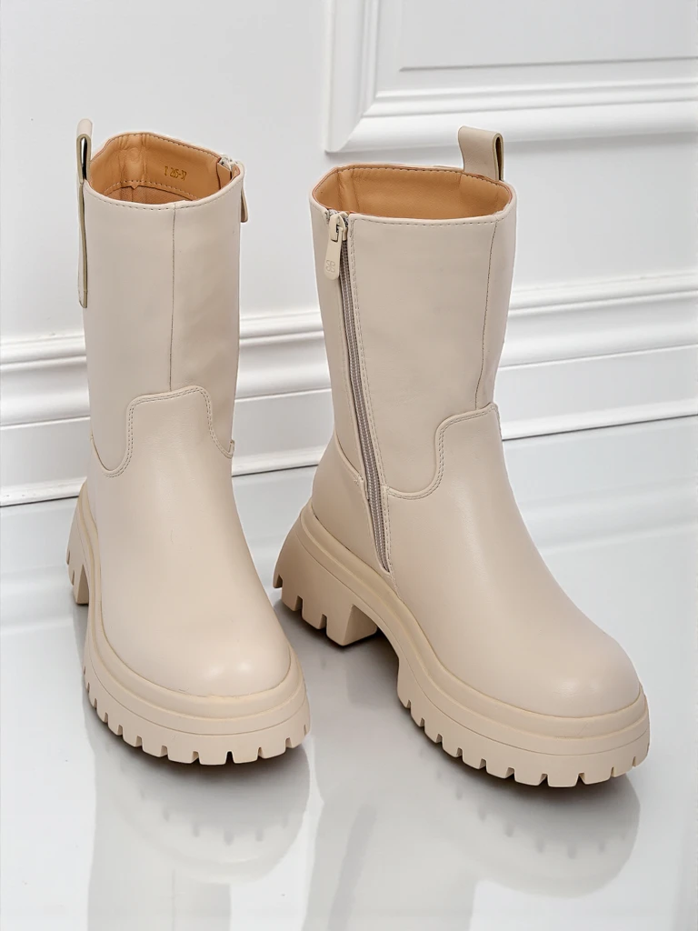 Wyższe botki damskie ze skóry ekologicznej Scarlet Mist