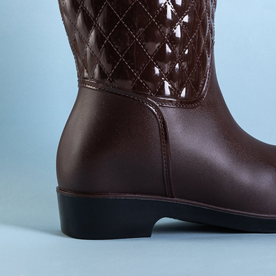 Cizme de ploaie matlasate din cauciuc maro Nazaria - Încălțăminte