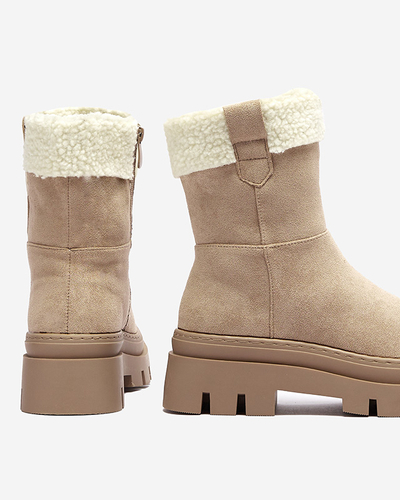 Cizme de zapada dama cu siret cu platforma in camel Neatesa - Incaltaminte