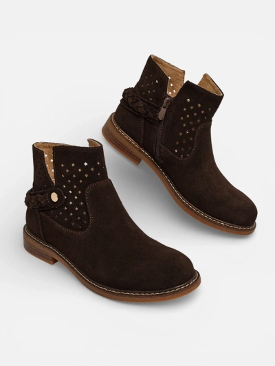 Ażurowe botki damskie ze skóry naturalnej Unimi