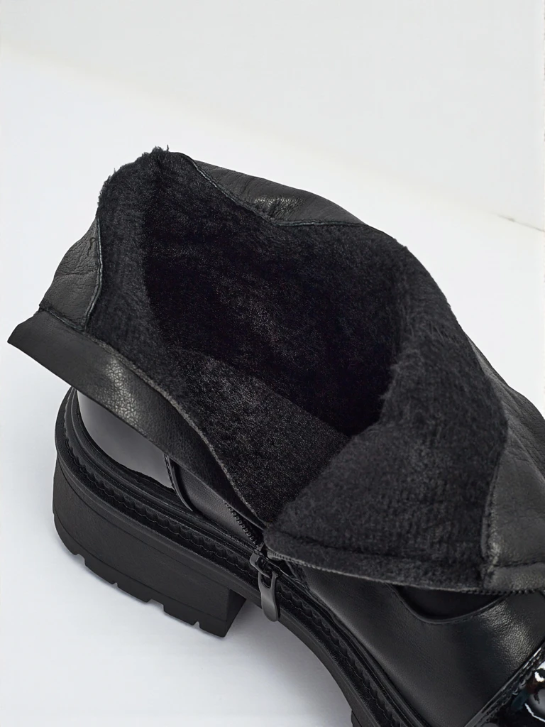 Botine de damă Elisse din piele ecologică cu șireturi