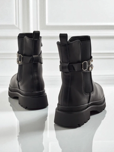 Botine înalte de damă din piele ecologică Pearl Mist