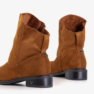 OUTLET Cizme cu toc plat maro Himalia - Încălțăminte