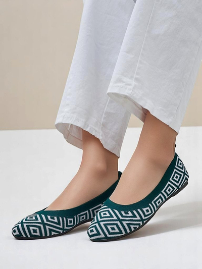 Royalfashion Balerini de damă din material textil cu imprimeu geometric Metric
