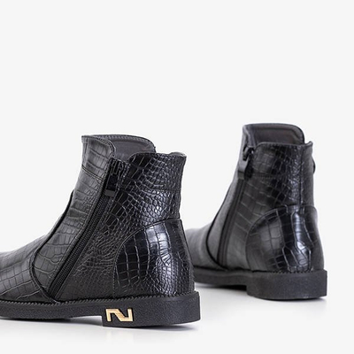 Cizme negre pentru femei, decorate cu relief de animale Coslyc - Încălțăminte