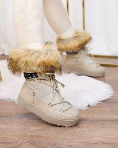 Royalfashion Cizme slip-on Beige a'la cizme de zăpadă pentru femei Gomllo