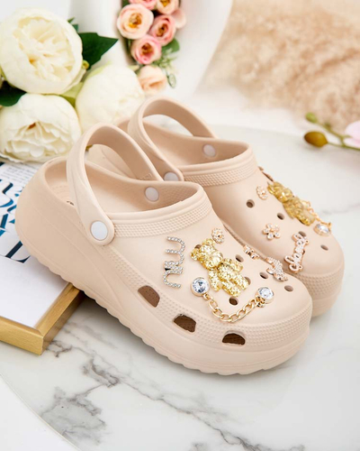 Royalfashion Șlapi de damă din cauciuc cu ornamente Fescas