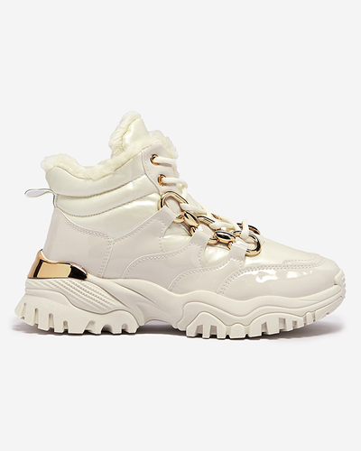 Pantofi sport de iarnă pentru femei crem a'la trappers Mertika - Încălțăminte