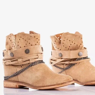 OUTLET Cizme maro deschis a'la cizme de cowboy pe o pană de interior Salemi - pantofi