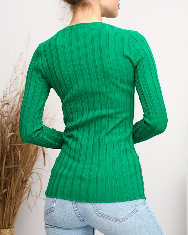 Pulover de damă cu dungi verzi - Îmbrăcăminte