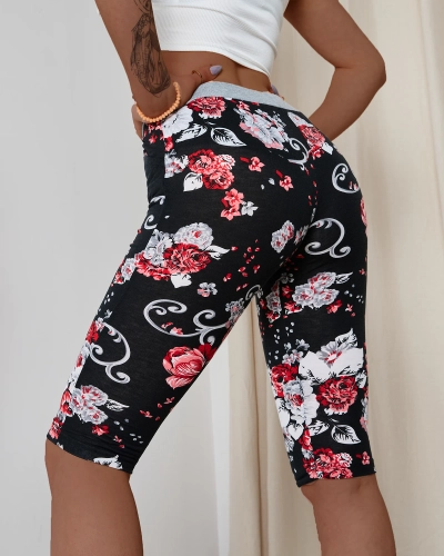 Pantaloni scurți de damă 3/4 negri și roz PLUS SIZE - Îmbrăcăminte