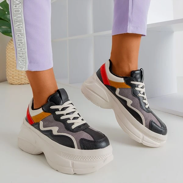 OUTLET Wielokolorowe buty damskie na platformie Dabi - Obuwie