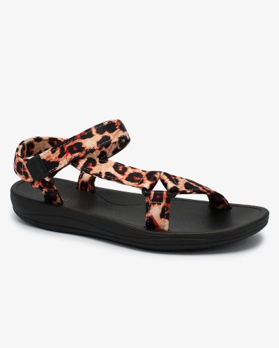 Royalfashion Sandale de damă bej cu model leopard Leonno