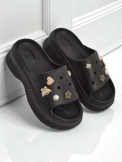 Royalfashion Papuci de damă din cauciuc cu decorațiuni Slash Glam