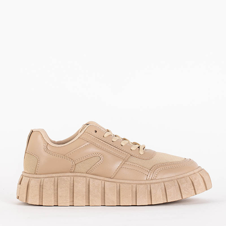 OUTLET Pantofi sport de dama bej pe platforma Renlida - Incaltaminte