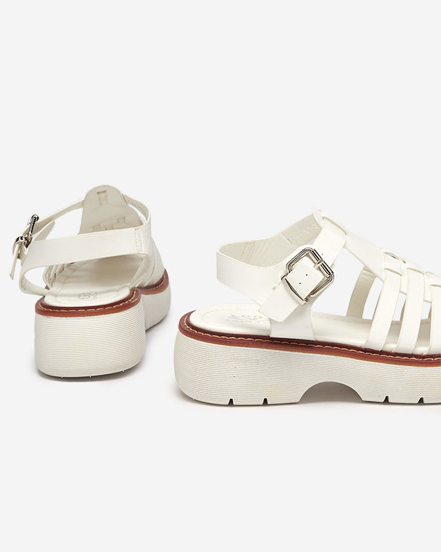 OUTLET Sandale albe de dama pe talpa masiva Leteris - Incaltaminte