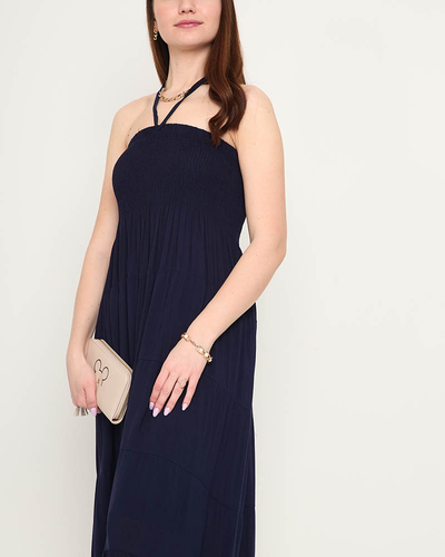 Rochie midi bleumarin PLUS SIZE - Imbracaminte